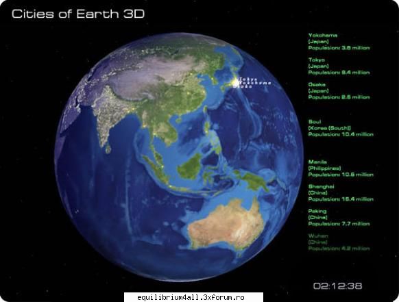 cities of earth  3d 2.1

# 3d space sun, stars, 3d earth model with cities.
# of cities with about